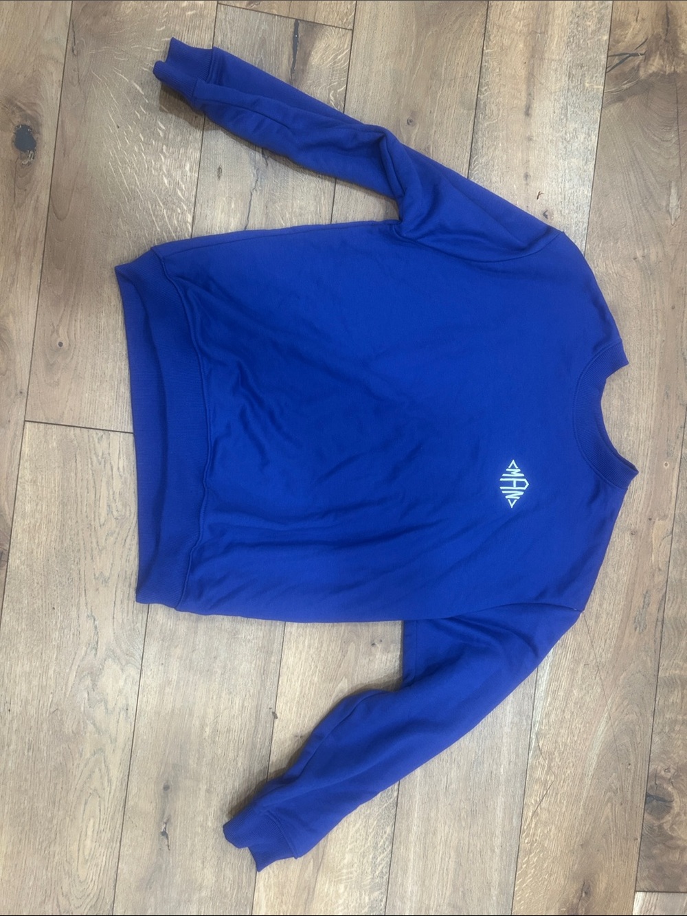 Boohoo Mens Electric Blue Crewneck Sweatshirt with Chest Logo